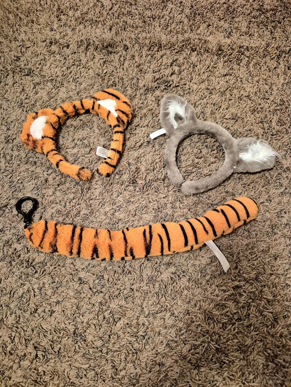 Lot of 3 Costume Striped Tiger Headband/ Tail and Wolf Headband